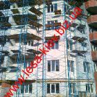 Scaffolding on the five-story building