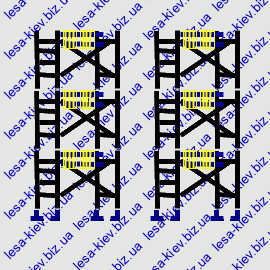Scheme of scaffolding 36 sq. m., Two designs length -3x6- height, 3 rows of flooring